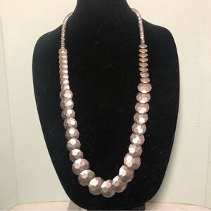 Artisan 18” Necklace Hammered Graduated Disc Luxe Long Silvertone Opera Length